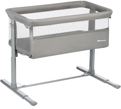 Bebeconfort Zina Co-Sleeper & Beistellbett Baby Von der Geburt bis zu 6 Monaten (0-9kg), Klappbares Beistellbett, 5 verstellbare Höhen, Verstellbare Matratze, Mineral Grey