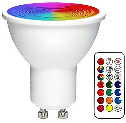 Garosa RGB GU10 LED Strahler 3W Fernbedienung | GU10 RGB LED Strahler mit Fernbedienung 16 Farben 3W Timer- und Speicherfunktion