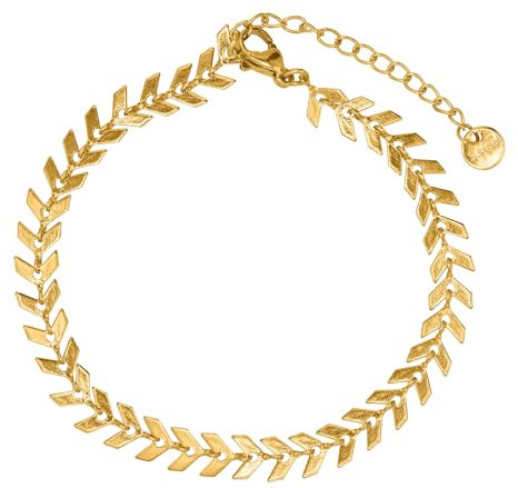 Heideman Armband Damen Urbis - Aus hochwertigem Edelstahl gold farbend poliert - Grobes Fischgräten Design Armkette für Frauen mit Verlängerungskettchen