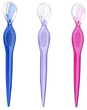 MERRYHAPY 12 Stück Augenbrauenrasierer Aus Edelstahl Augenbrauentrimmer Und Former Beauty-make-up-tools in Rot, Blau Und Violett, Je Tragbar Und Einfach Zu Reinigen