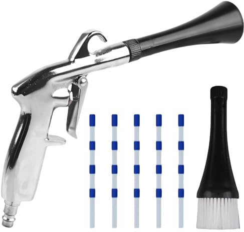 Rengöringspistol med tryckluft, kompressor torr utblåspistol 6–9 bar med 5 slang, sprutning högtryck, luftpistol, tryckluftspistoler, spraypistol för smuts och damm från bil (svart)
