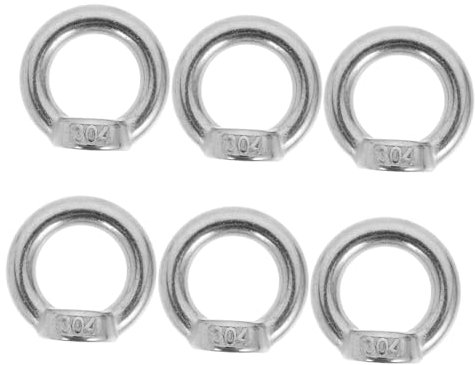 OUNONA 6pcs M8 Stainless Steel Eye Bolt Nut Heavy Duty Tie down Rings Threaded Fastener for Kayak Accessories and Roof Rack Lifting Hardware