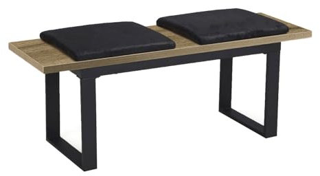 DUBI Möbel Sitzbank LEA, Esszimmerbank 120 cm mit Sitzauflagen gepolstert Holzbank für Esszimmer, Flur, Garderobe mit Metallgestell, Industrial modern Design, Eiche Optik, 11301-120-EIDA