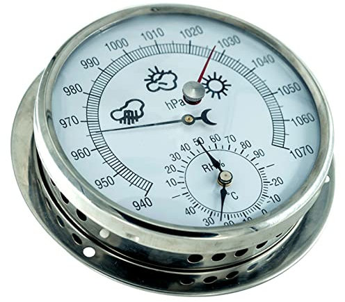 EOTRERANQ Traditional Barometer Traditional Weather Station Porthole Mount Nautical Tide Clock | Weather Clock Station barometer