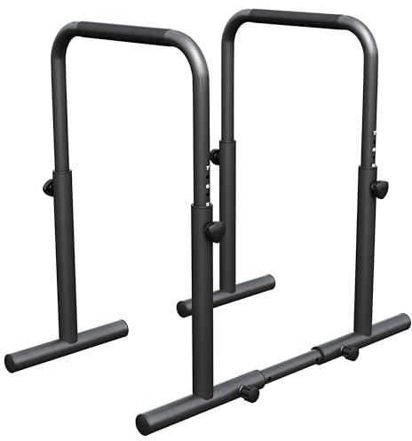 GORILLA SPORTS® Dip Barren - Verstellbar, 80-100 cm, Rutschfest, Stahl, bis 500 kg, Schwarz - Parallettes, Dip Station, Fitness Push Up Stangen, Calisthenics Equipment für Zuhause