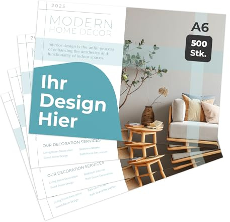 Cimpress Flyer A6 Horizontal selbst gestalten mit Wunschdesign, 500 Stück, mattes Papier, ideal für Markenaufbau, Events und Unternehmen