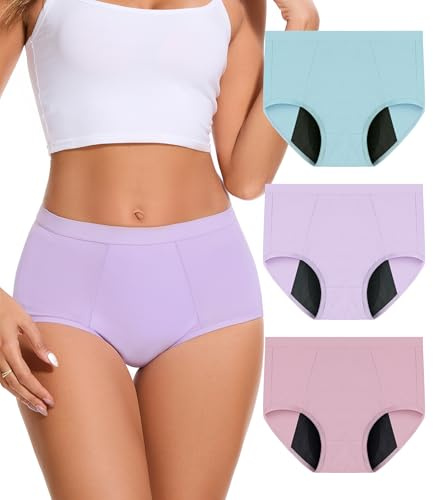 Bobelle Wear Incontinence Pants for Women, Leak Proof Washable Reusable High Absorbency Period Underwear, Heavy Flow Bladder Leak 3 Pack (Multicolor01, M)