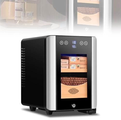 58 W elektrischer Zigarren-Humidor, 8 l Kleiner Zigarrenschrank für zu Hause mit Kühlung, Temperaturregelung von 11–18 °C, für 100 Zigarren, Doppelglastür, für Zuhause, Bar, Büro, Konferenzraum