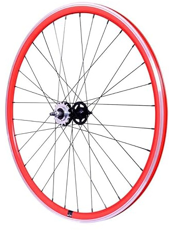 cyclingcolors 1x Fahrrad Hinterrad Felge Komplette Rand Radius Nabe für Fixie-Fahrrad Singlespeed Größe 700 (13-622) TubeType Festes Kettenrad 16 Zähne Flip Flop Aluminium Rot