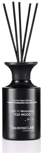 M&SENSE Diffusore Profumo Ambiente Legno Oud 300ml con 8 Bastoncini, Profumatore per Ambienti con Oli Essenziali, Ideale per Aromaterapia, Regali per Casa Nuova, per Bagno, Casa, Ufficio