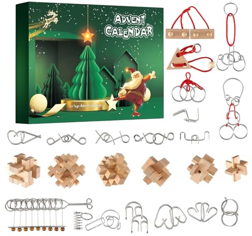 Advent Calendar 2025 Puzzle Challenge， 24 Days of Christmas Countdown Calendar Kid Adults Advent Calendar for Boys Girls Teens Christmas Presents for Kids