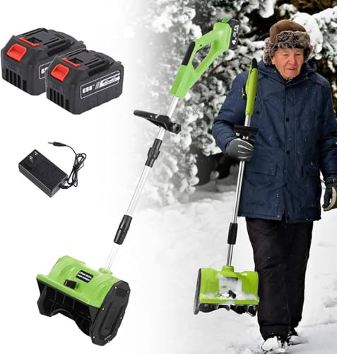 Pala quitanieves inalámbrica, quitanieves eléctrica de Mano con 2 baterías extraíbles y Cargador, pértiga telescópica, quitanieves Recargable para Exteriores, Alcance de 8 m, para Patio y Granja, co