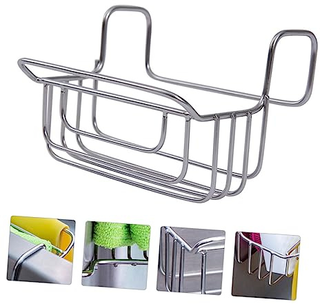 GALPADA Organizer Da Cucina Sospeso in Acciaio 304, Cestino Appeso Al Lavandino Portasciugamani e Portaspazzole Traforato, Salvaspazio Per Lavello e Pulizia Facile