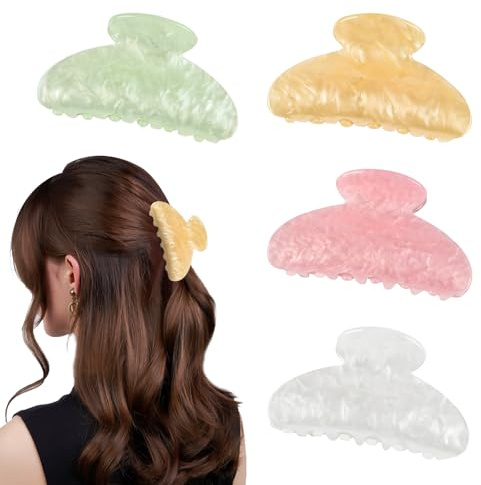 Gotetiso 4 Stück Große Akryl Haarklammern 8.4cm Klauen Haarspange für Damen Haarklauenclips Stark Halt Rutschfeste Claw Clip Large Hair Barrettes Elegant Haar Accessoire Haarklammer Dickes Haar