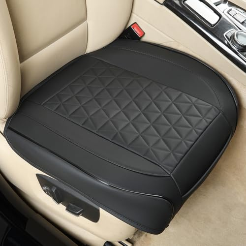 Black Panther Housses de Siège Avant Voiture (2 pièces) – Cuir PU avec Design Matelassé Triangle, Antidérapant, Poche de Rangement | Taille Universelle pour 90% des Véhicules - Noir