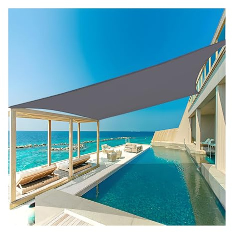 Ombrellone rettangolare impermeabile per patio, protezione UV, tessuto Oxford, per giardino, pergola, balcone, eventi all'aperto, 1,8 x 2 m, colore grigio