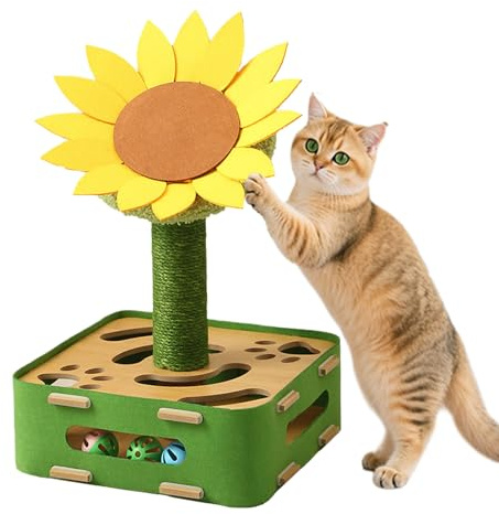 Genérico Cat Toys-stimulerande kattleksak pussel i solrosdesign | animera kattleksak i solrosdesign | lek, skrapa träd för mental träning