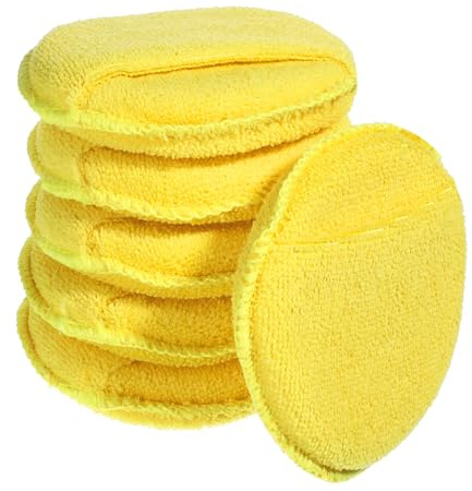 6 Stück Gelb Mikrofaser Wachs Applikatorpads Auto-Polierpads Mikrofaser Applikatorpad mit Fingertasche Schaumstoff Autowach Applikator Pad für die Autopflege Auto Boot Reinigung und Feinpolieren(Gelb)