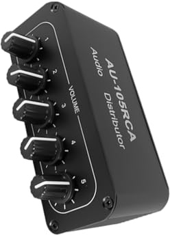 KEXIAO Two Channel Sound Splitter 5 Port Headphone Amplifiers with Independents Volumes Control High Fidelitys Sound Distributi