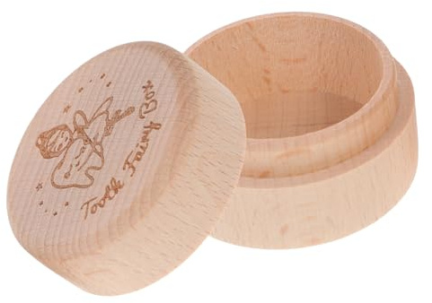 Hemobllo Caja de Dientes Leche Infantil de Madera Redonda para Guardar Primeros Dientes y Recuerdos de Niña Estuche Reutilizable Seguro y Resistente Regalo Infantil Navidad y