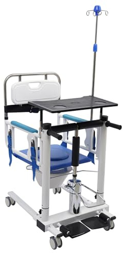 Silla de transferencia hidráulica para pacientes, silla de ruedas portátil multifunción de hasta 120 kg, silla de transferencia de elevación para personas mayores y cuidados en casa