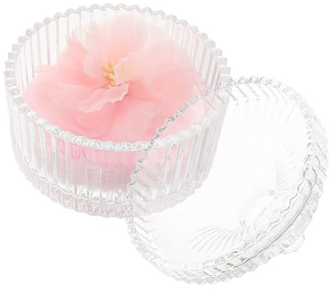 ABOOFAN Powder Puff mit Glas Aufbewahrungsbox Doppelseitiger Samtweicher Puderquaste Blumendesign Hautfreundlich für Körperpuder Staubdichte Puder Aufbewahrungsbox