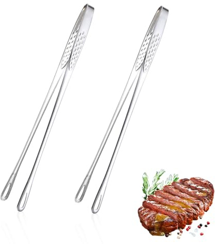 Grillzange Kochpinzette Edelstahl, 2 Stück Multifunktional Küchenzange 24/28 CM Zange Küche Küchenpinzette Geeignet zum Kochen Grillen und Backen (28 cm)