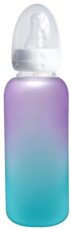Babyflasche für Erwachsene Glas flasche Schutzkappe niedliches Gedruckt Fütterung BPA-frei sauger Silikon 400ml im Set Strohhalmbecher Straw-Dreamy Cloud