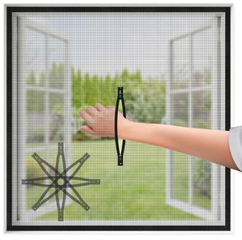 BKSAI Mosquitera Ventana con Cremallera 100x130cm Red Cortable Universal | Mosquitera Transparente de Fibra de Vidrio, Mosquitera con Cremallera DIY Ajustable, Tela Antimosquitos Sin Perforación