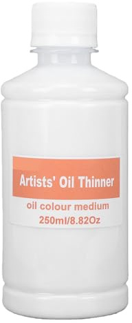 Tnfeeon Solvente per Pittura a Olio 250 Ml Alcool Minerale Inodore Diluente per Vernici a Basso Odore per Vernici a Base di Olio e Detergente per Pennelli Sostituto della Trementina di