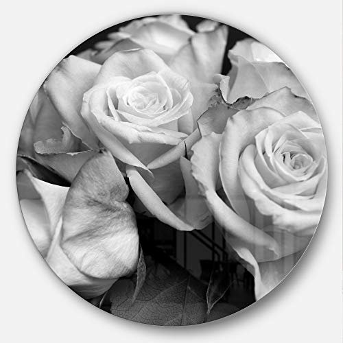 Design Art Rosenstrauß schwarz und weiß – große Scheibe mit Blumenmuster Wanddekoration aus Metall, 11 Stück, H x 11'' W x 1'' D 1P