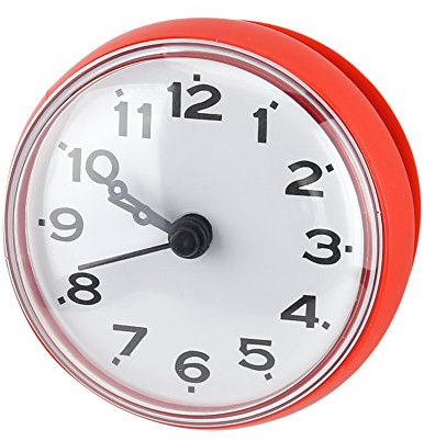 Yosoo Impermeabile Doccia Orologio con Ventosa Rotondo Arabo Quadrante Digitale per Bagno Doccia Orologio Bagno Cucina Accessori Orologio Da Parete (Rosso)