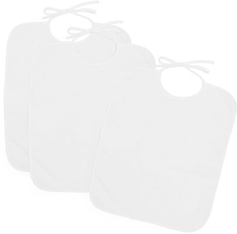 Ti Tin | 3er-Pack- frottee Babylätzchen ohne Plastik, 32x36 cm | Lätzchen-Set mit Bindeverschluss für Kinder über 1 Jahr, 100% Baumwolle Farbe: weiß