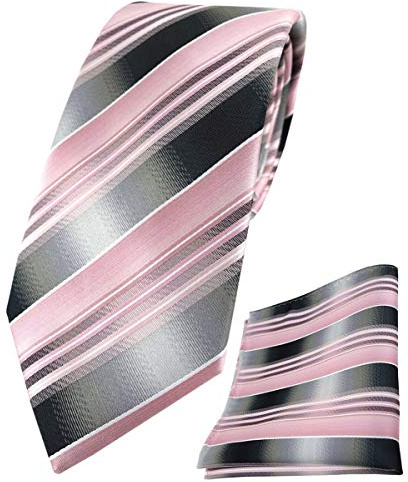 TigerTie Designer Krawatte Designer Einstecktuch in gestreift gemustert - Krawattenbreite 8 cm
