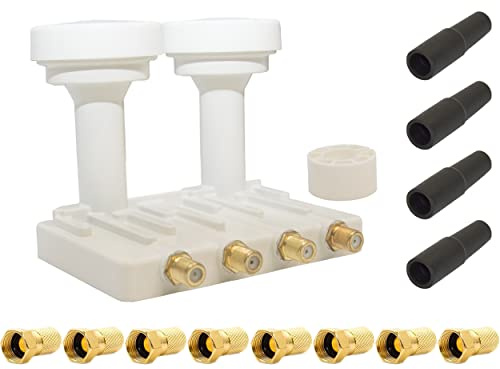 Premium X Monoblock Quad PXMB-6QW LNB 0,1dB Astra 19,2° Hotbird 13° 4 Teilnehmer 3D UHD 4K 8X F-Stecker 4X Gummitülle