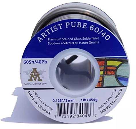 AIM Artist Pure 60/40 Stained Glass Solder, 0.125inch, 1lb (3mm / 454g)