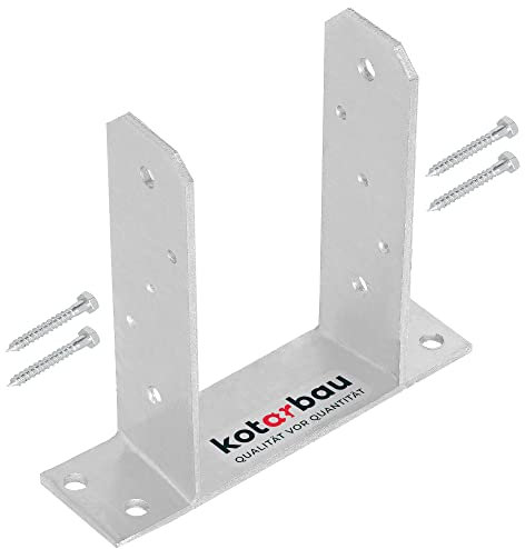 KOTARBAU® U-Pfostenträger 90 mm U-Form Pfostenträger zum Aufdübeln Vierkantholzpfosten Bodenplatte Pfostenträger Aufschrauben Feuerverzinkt Anker U Winkel Zaunpfosten Aufdübeln