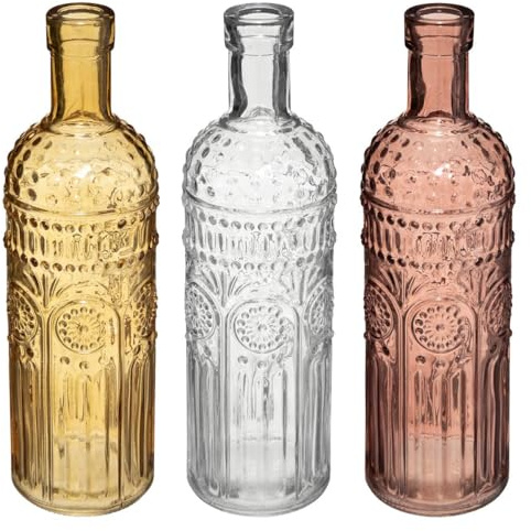 Lot de 3 Vases Bouteille en Verre coloré H 24,5 cm - Atmosphera
