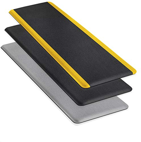 Floordirekt Anti-Ermüdungsmatte Heavy-Duty 60 x 90 cm, Soft-Tritt, Schwarz-Gelb - Für Steharbeitsplätze - Ergonomische Arbeitsplatzmatte für mehr Komfort beim Stehen & Laufen - rutschfest & langlebig