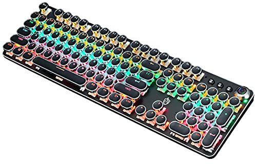 LJFLI Clavier Gaming RGB Clavier Punk Lumière Mixte Electro-Punk Retro Prise axe Bleu Filaire Bouton d'arbre Interchangeable