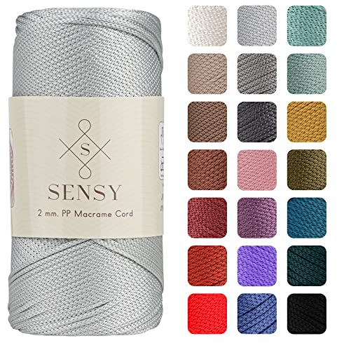 S Sensy - Silber 2MM Premium Polypropylen Makramee-Kordel, 200g, 230m