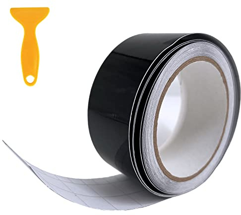BangShou Vinilo Carbono Negro Brillante Vinilo Coche Película Protectora Adhesivo A Prueba de Agua Sin Burbujas (5cm x 900 cm)