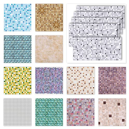 Dekorplatten aus PVC - Dekorative Wandpaneele mit 3D Look als Wandverkleidung - Mosaik Optik (5 Paneele Sparpaket 956 x 480 mm) Feuchtraum Badezimmer Bad Platten