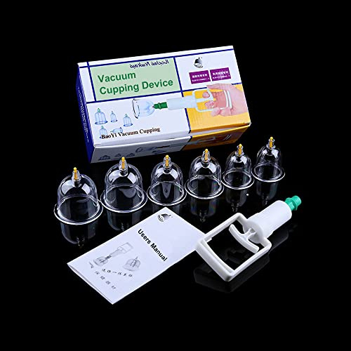 Hsthe Sea marJuego de Terapia de ventosas Chinas, 6 ventosas de Aire al vacío con Mango de Bombeo, Masaje anticelulítico para aliviar el Dolor Muscular de Espalda/Cuello