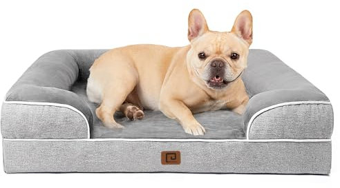 EHEYCIGA Panier Petit Chien Orthopedique, Memoire de Forme Lit pour Chien Dehoussable Lavable, Canapé Chiens Dehoussable Imperméable, Gris