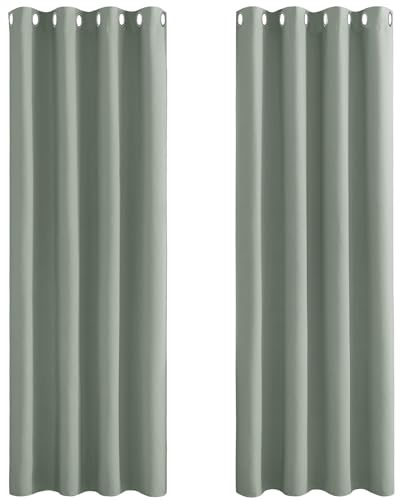 PONY DANCE Sage Green Curtains for Living Room - Extra Long Thermal Door Curtains Window Draparies Villa/Bedroom Panles, Wide 55 by Drop 96 in, 2 panels