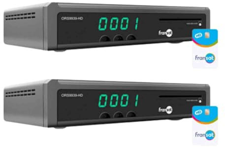Optex - Lote de 2 receptores de TV satélite HD + tarjeta Fransat PC7 (Satélite Eutelsat)