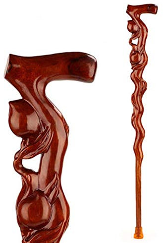 Holzstock, Gehstock aus massivem Holz, Spazierstock für alte Männer aus Palisander, Wanderstock, ergonomische und Bequeme Griffe, 92 cm Beautiful Scenery