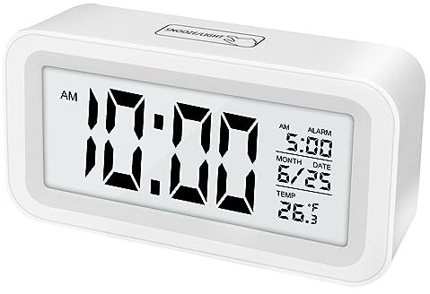 LWMTT Digital Wecker, Digitaler Wecker Temperaturanzeige LED Zahlendisplay Lichtsteuerung, Einstellbare Wecklautstärke, Kompaktuhr für Schlafzimmer, Nachttisch, Netzbetrieben