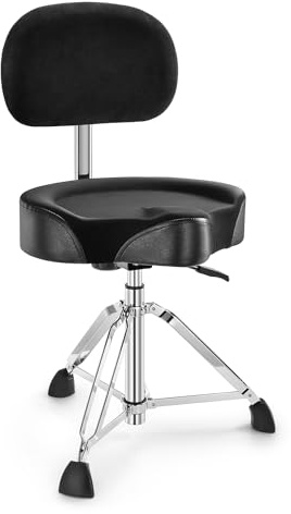 Donner Drum Throne with Backrest, Heavy Duty Hydraulic Drum Stool Height Adjustable Motorcycle Style Drum Seat Saddle Drum Throne for Adults Drummers (Black)